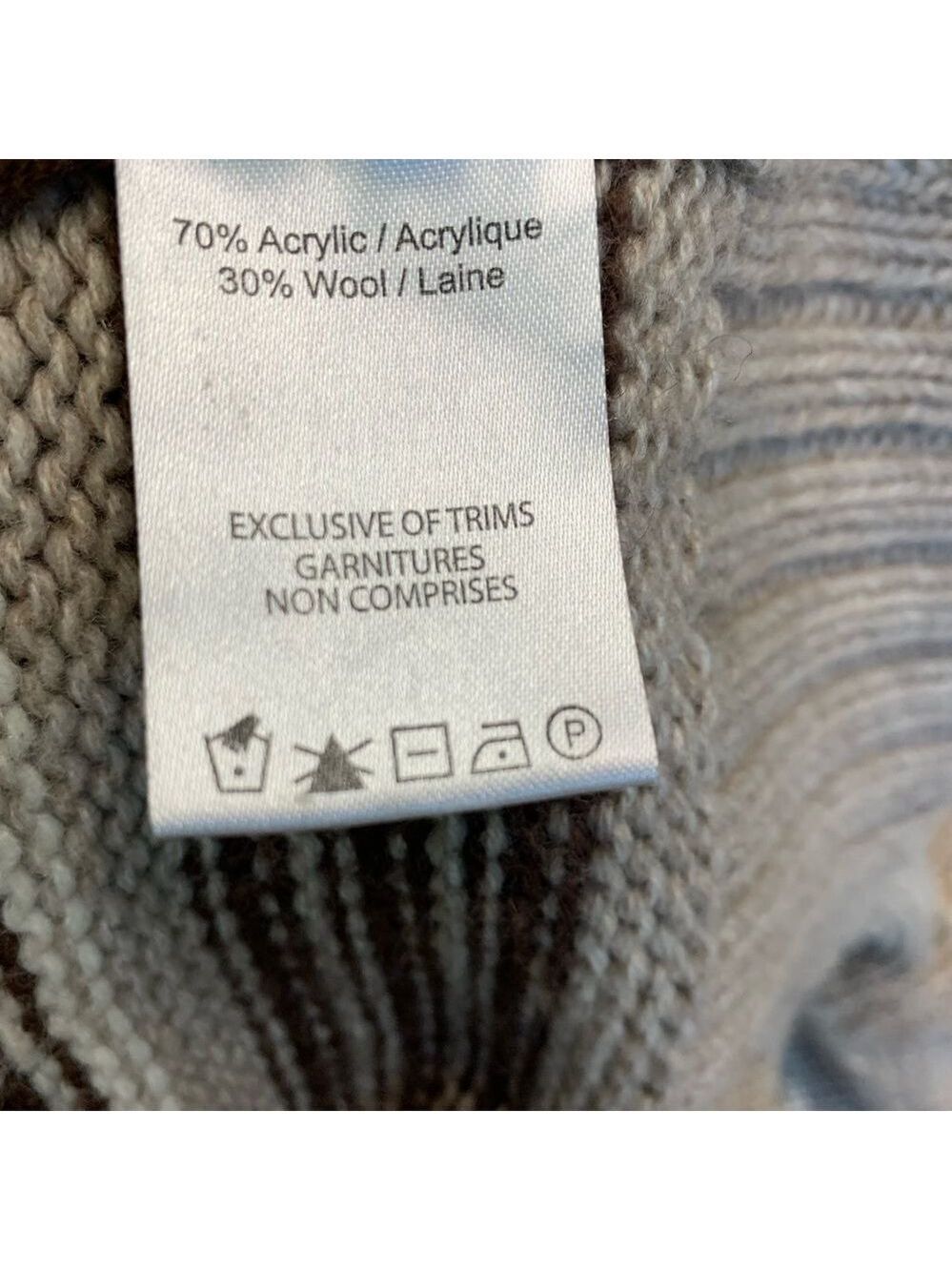 Triple Five Soul beige brown reindeer Zipup jacket wool sweater Sz S - Picture 11 of 15